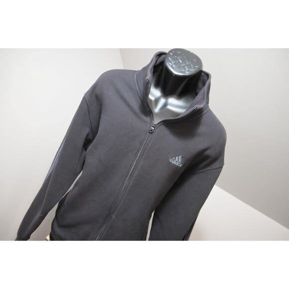Adidas Fleece Track Jacket Full Zip Performance Athletic Black Mens Sz XL - Picture 4 of 9